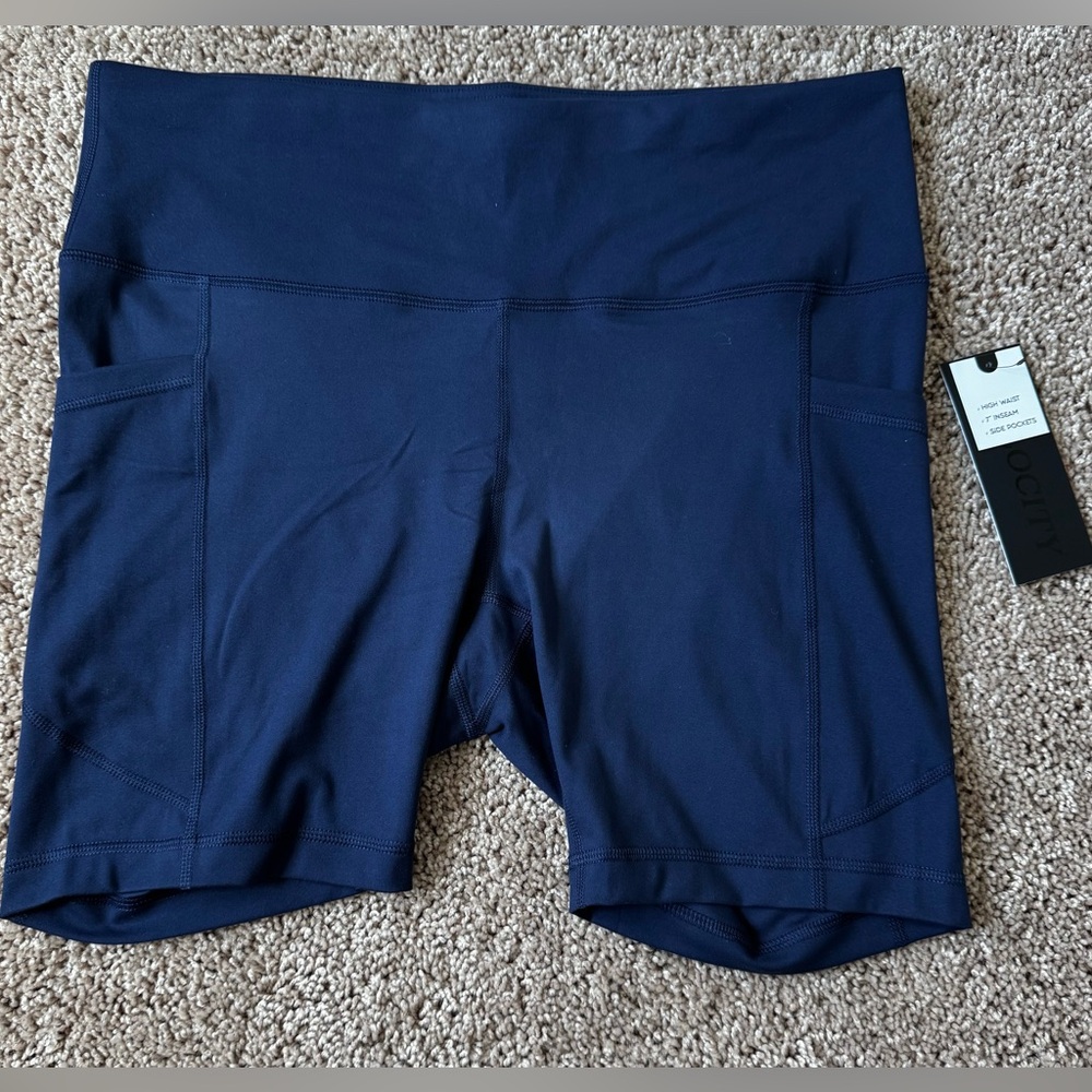 Woman’s Blue high waisted Shorts with Wide Waistband